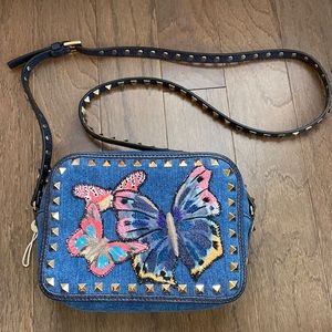 VALENTINO Rockstud Denim Camera Bag